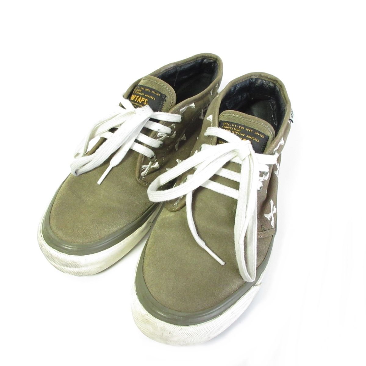 VANS×WTAPS ヴァンズ×ダブルタップス Chukka Boot スエード×キャンバス クロスボーン チャッカブーツ ハイカットスニーカー 26cm カーキ_画像1