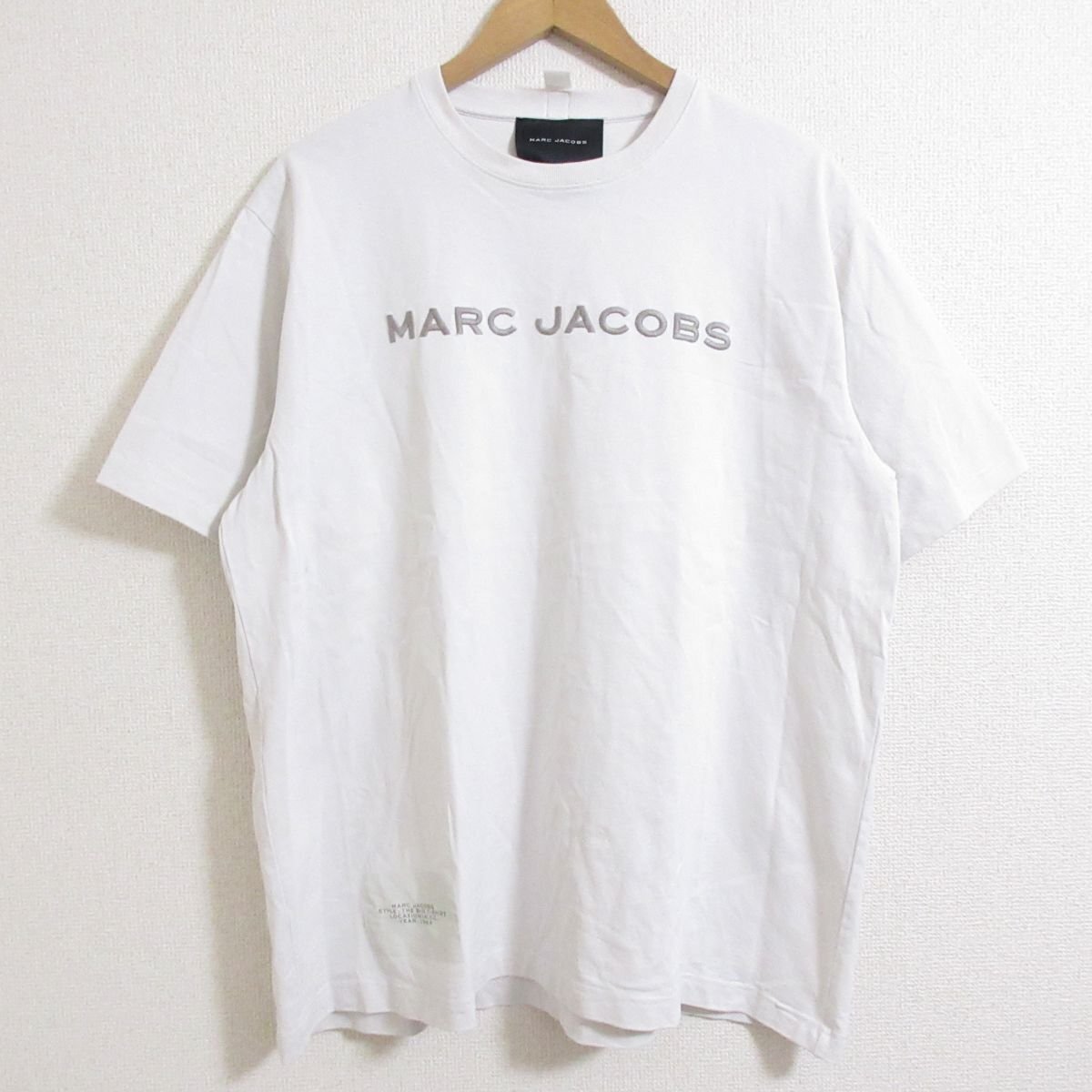 美品 MARC JACOBS マークジェイコブス 2021年モデル THE BIG T-SHIRT ロゴ刺繍 クルーネック 半袖 Tシャツ カットソー O/S ホワイト_画像1