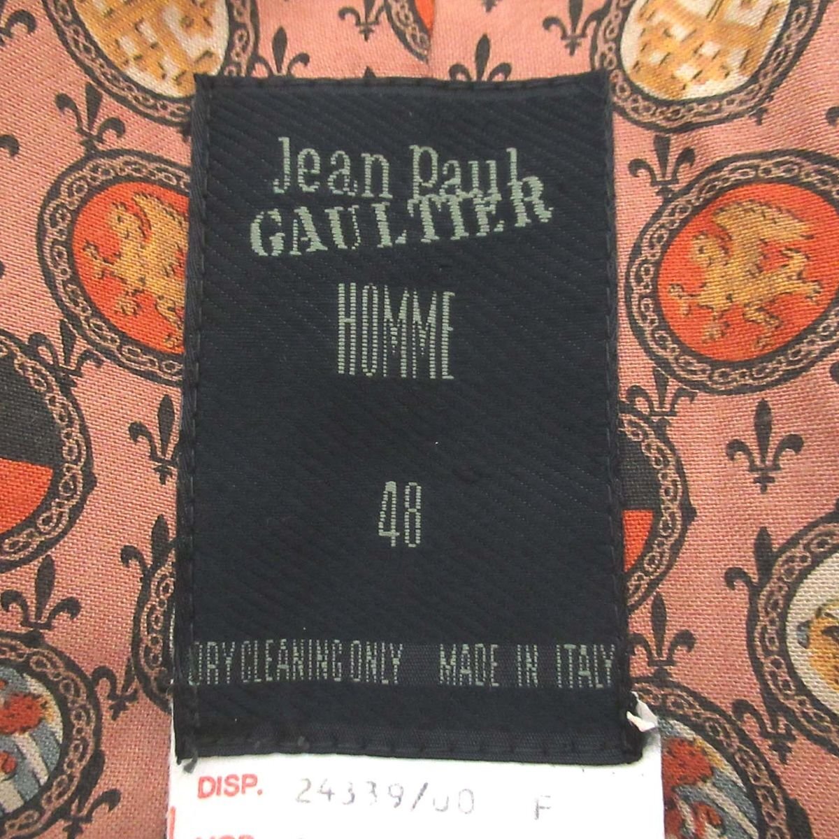 美品 Jean Paul Gaultier HOMME ジャンポールゴルチエオム 総柄裏地 ダブルブレスト ショールカラー ジャケット 48 ブラック_画像8