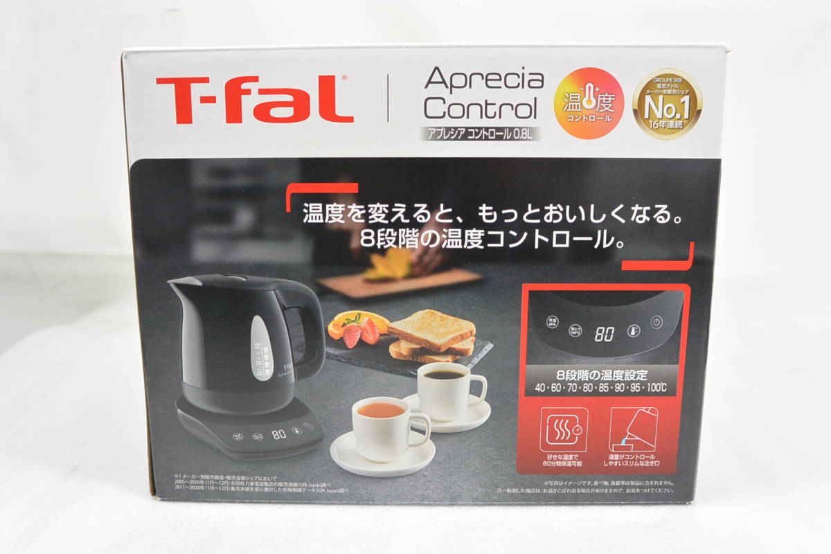 [C2090] 新品 T-fal ティファール 電気ケトル アプレシア コントロール ブラック 0.8L KO7208JP _画像2