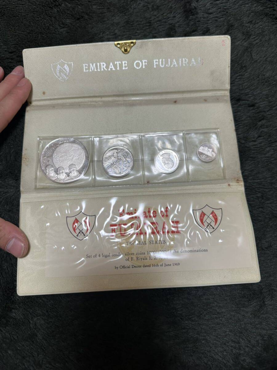 激レアEmirate of FUJAIRAH フジャイラ首長国 純銀1000 銀貨 1969年 4枚セットの画像2
