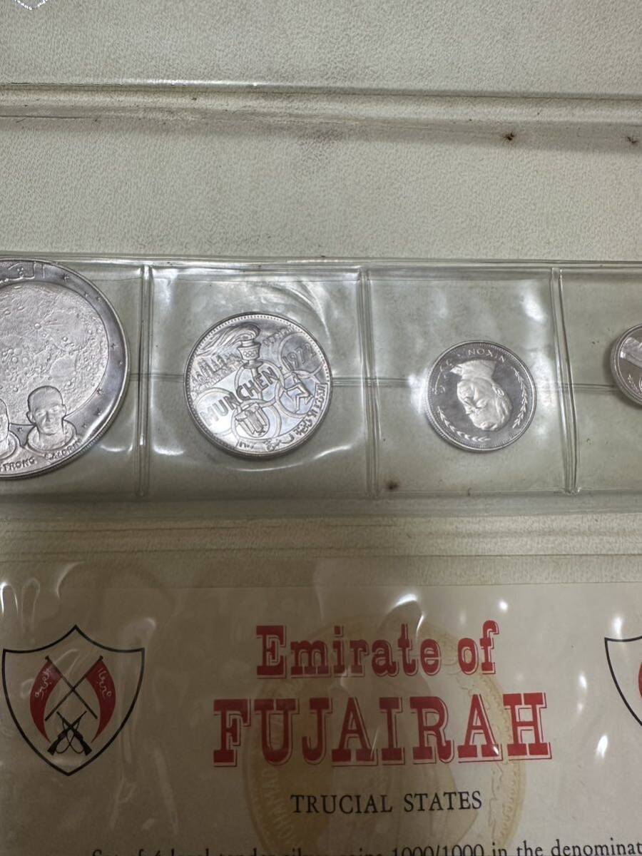激レアEmirate of FUJAIRAH フジャイラ首長国 純銀1000 銀貨 1969年 4枚セットの画像4