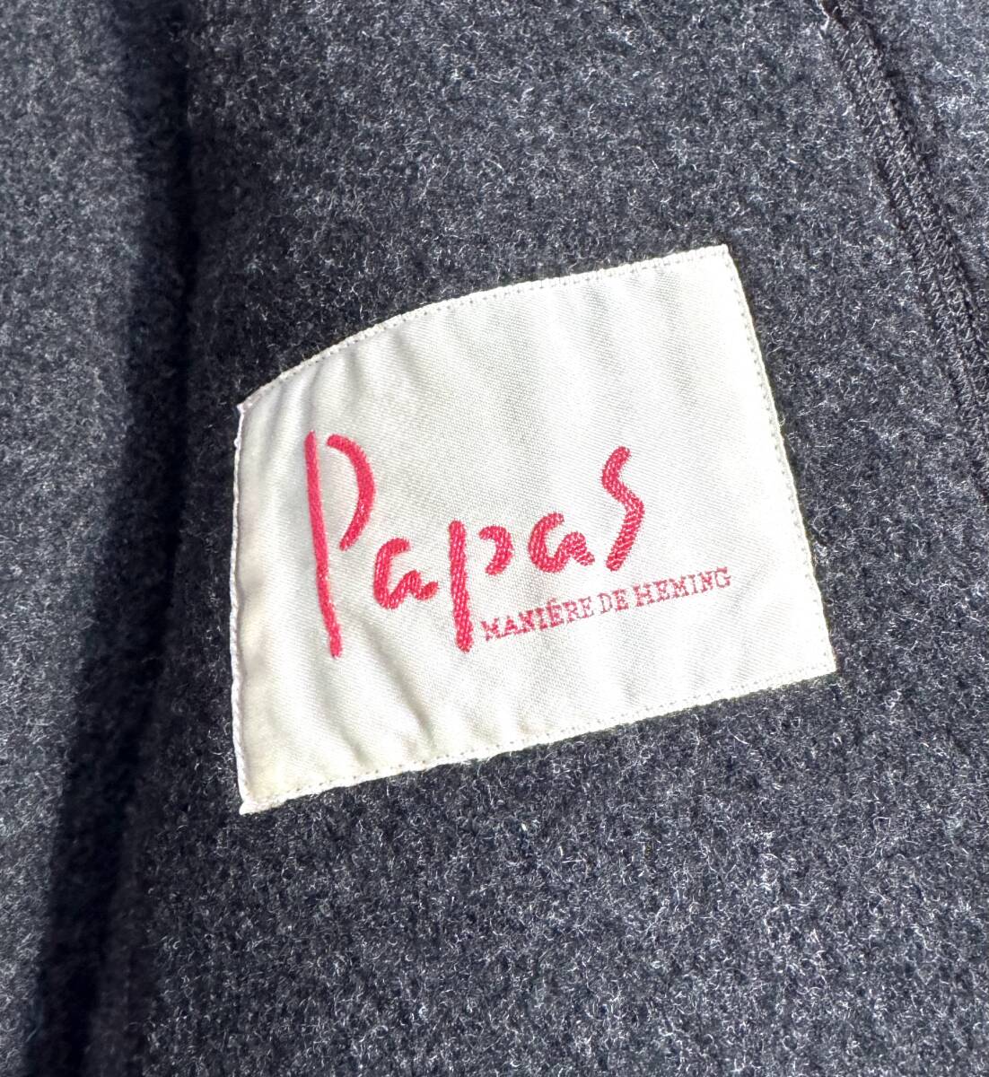 最高級【定価7万】Papas パパス ダブルフェイス スタンドカラージャケット M (L相当) メンズ コート【Pロゴ刺繍】日本製 保温性抜群_画像9