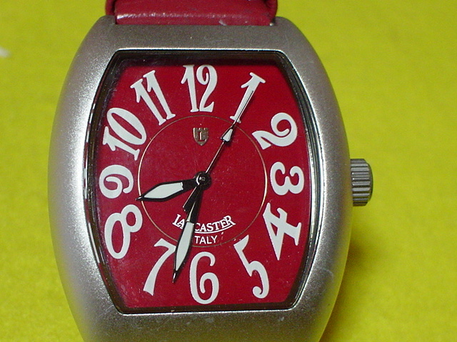 Редкий дизайн Lancaster Italy Aluminum 3ATM Watch Square Red