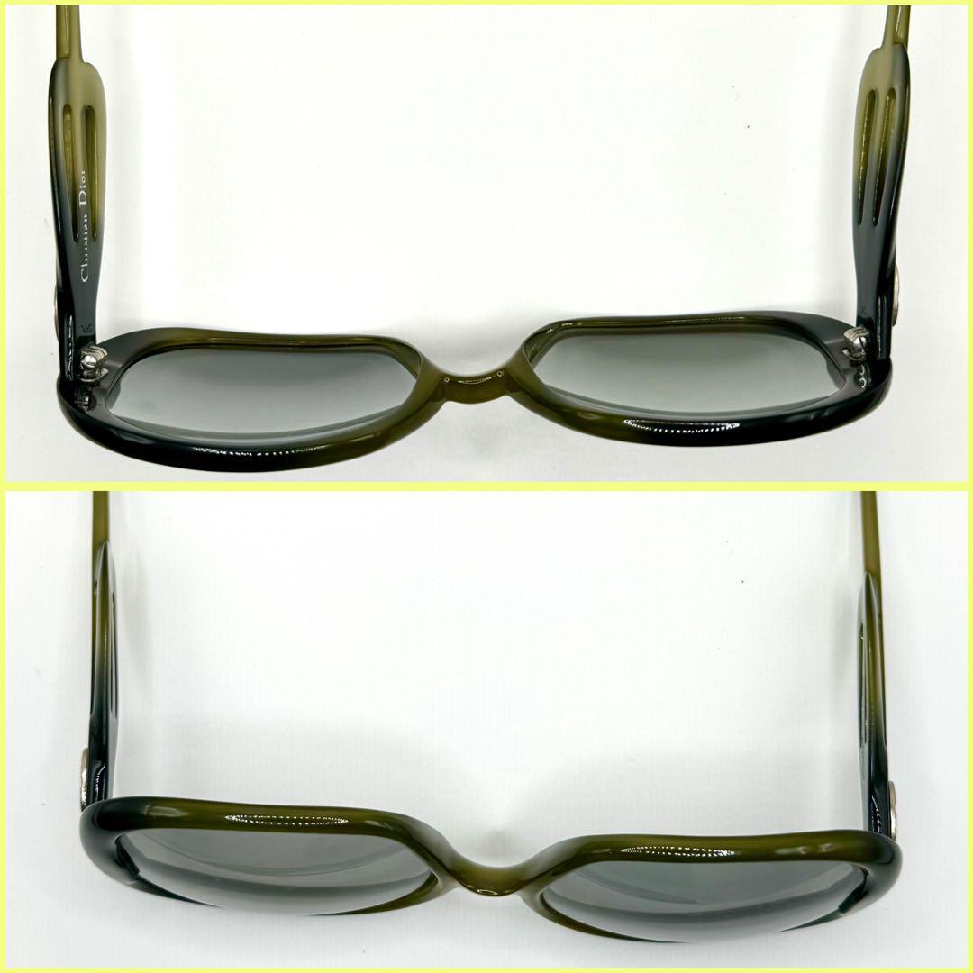 【美品】 Christian Dior クリスチャン ディオール サングラス 眼鏡 CDロゴ ブラウン グリーン プラスチック 眼鏡ケース メンズ  レディース