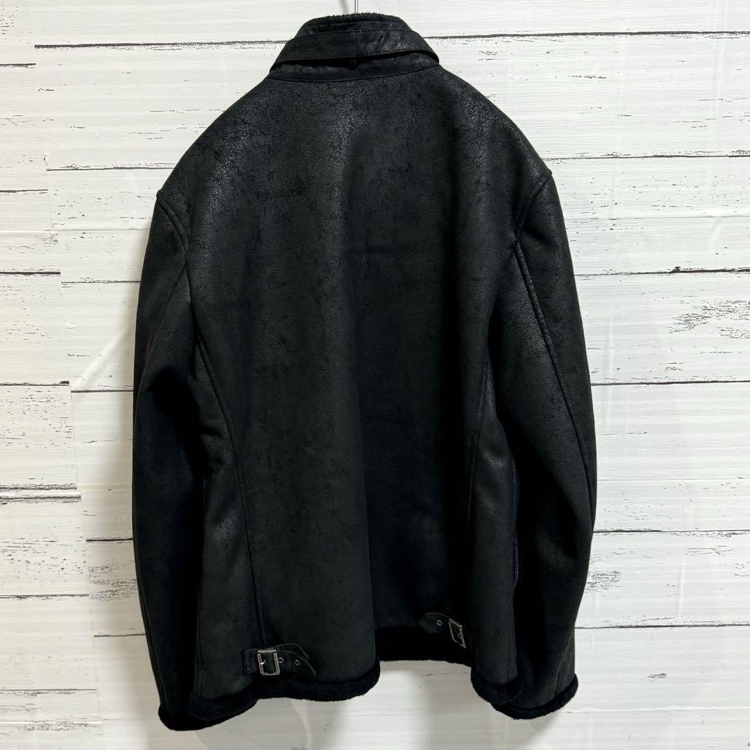 【美品】BURBERRY BLACK LABEL　バーバリーブラックレーベル フェイクレザージャケット ライダースジャケット M ブラック 黒 メンズ