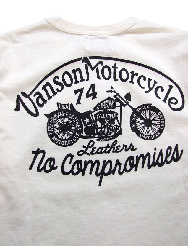 新品 VANSON バンソン ロングTシャツ 白M 新品 ハーレー バイクシルエット メンズt ロンt 164 バイカーtシャツ カットソー 新着_画像7
