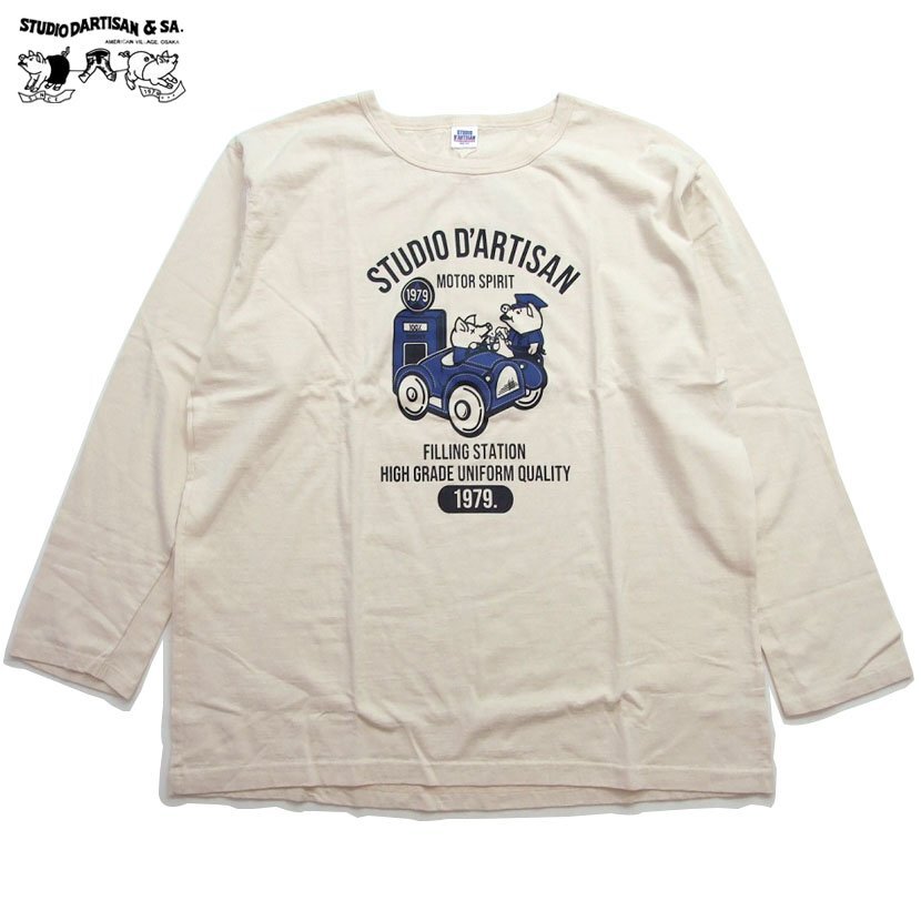 新品 ダルチザン 大きいロングTシャツ ベージュ 5L 4XL 日本製 バイカー メンズロンt カットソー STUDIO D' ARTISAN 8077A
