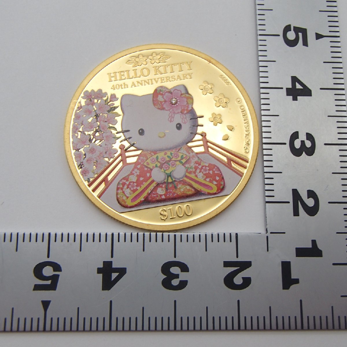 ◎ハローキティ Hello Kitty 40周年記念金貨SAKURA 純金1/2OZ 漆箱/ 純金 約15.7g/ 純金 キャラクター◎SHの画像2