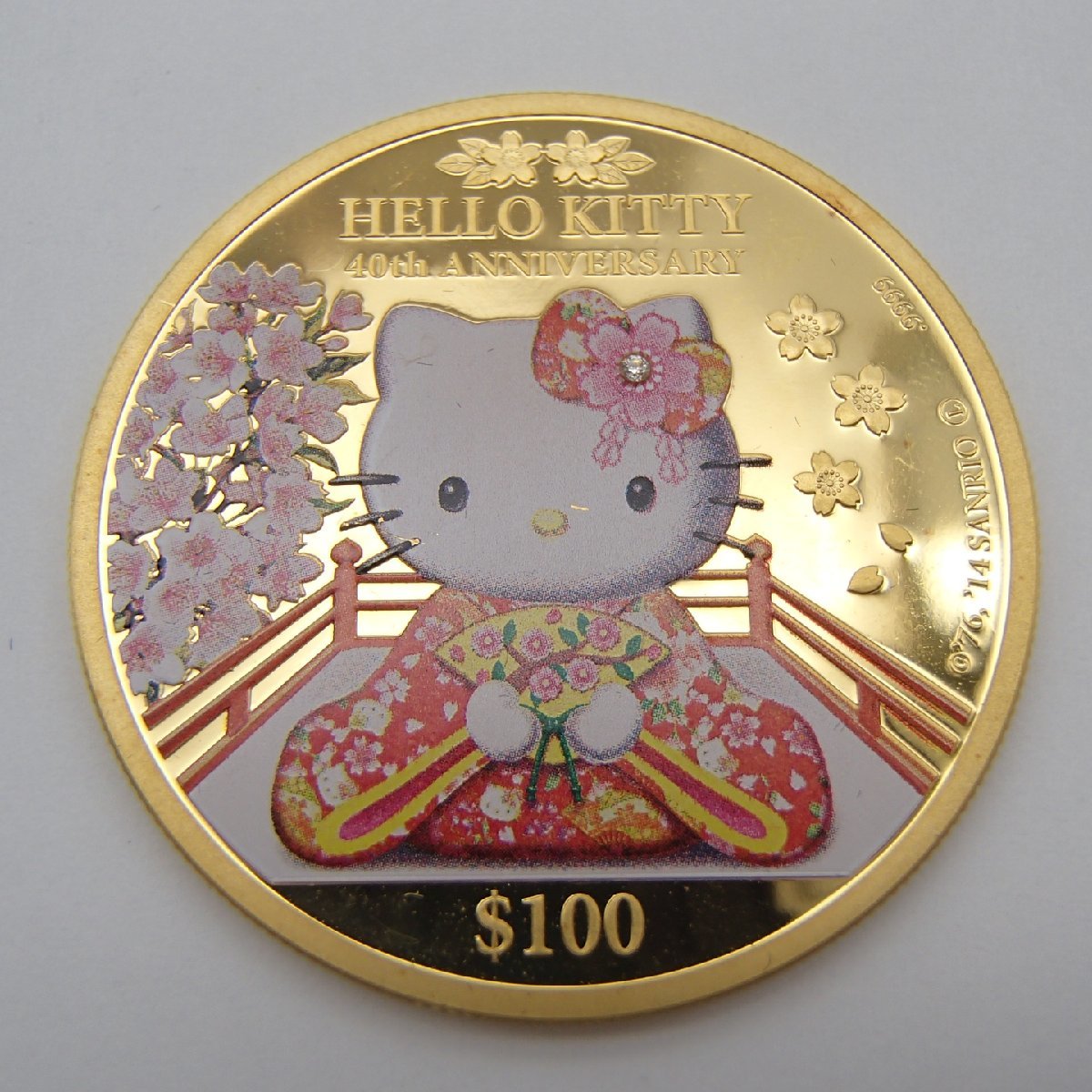 ◎ハローキティ Hello Kitty 40周年記念金貨SAKURA 純金1/2OZ 漆箱/ 純金 約15.7g/ 純金 キャラクター◎SHの画像3