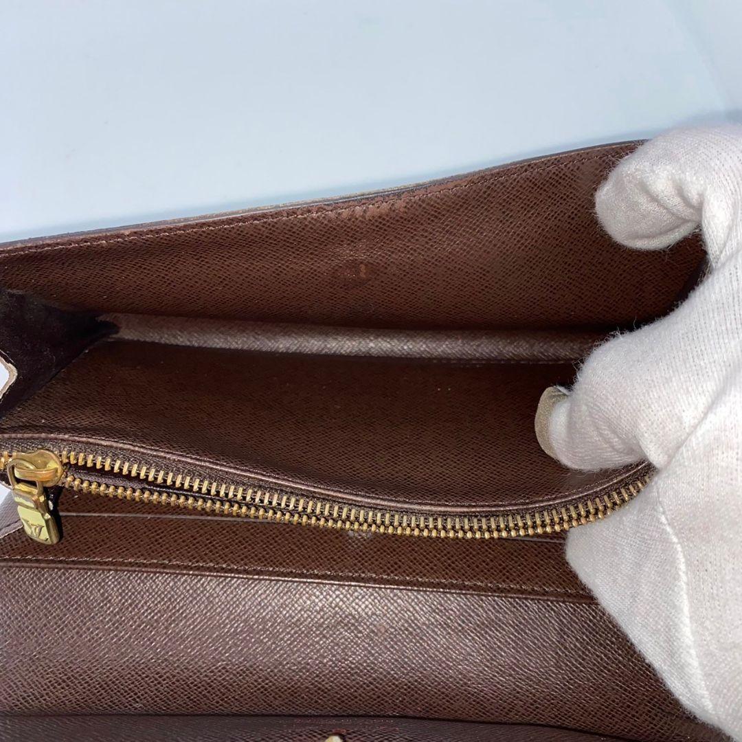 H47 美品 LOUIS VUITTON ルイヴィトン N61734 ダミエ ポルトフォイユサラ 二つ折り 長財布 ウォレット 小銭入れ レディース ブラウン系_画像6