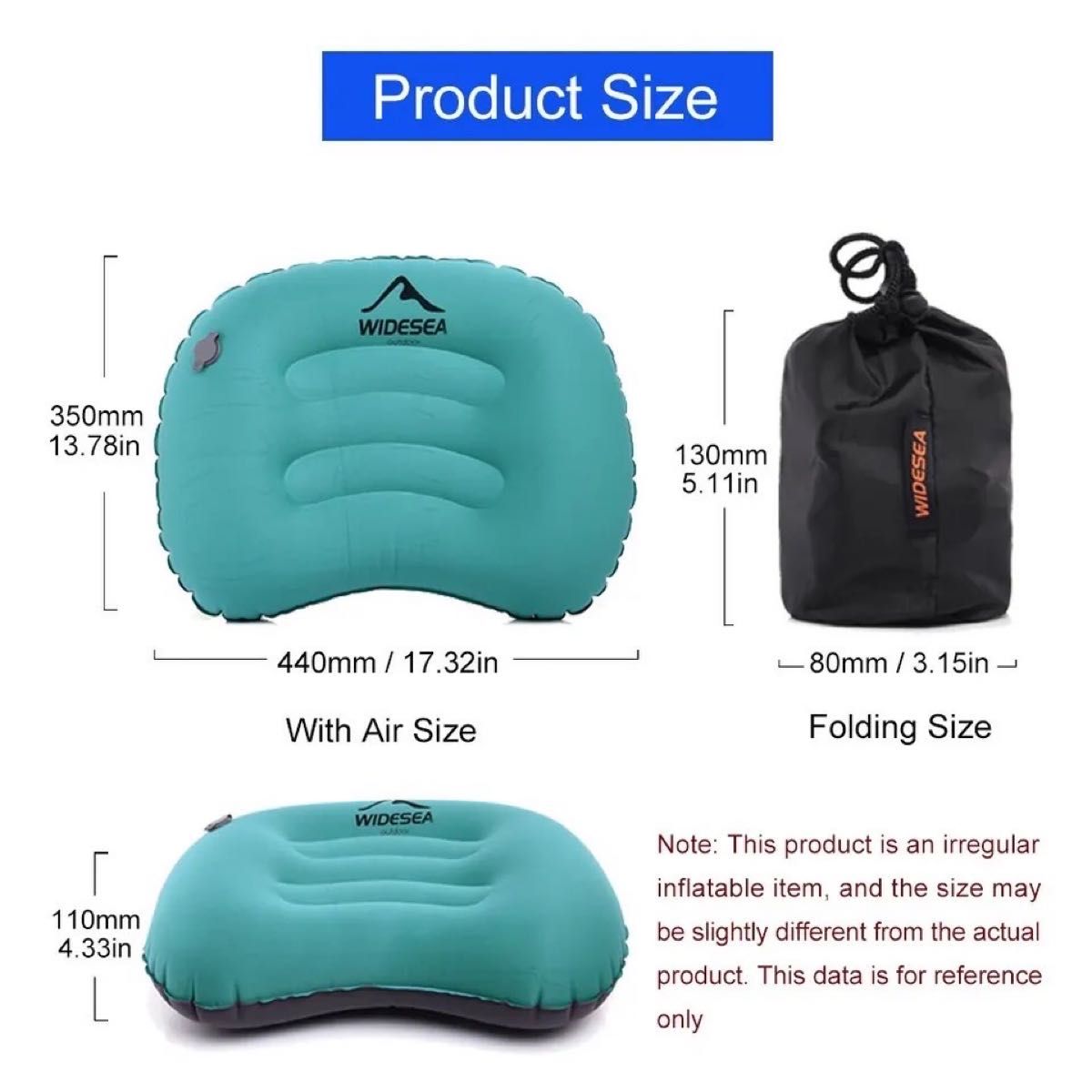 WIDESEA  インフレータブルピロー 携帯枕 キャンプ 軽量  エアー枕