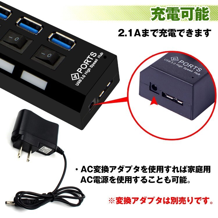 送料無料 USBハブ 充電器 7ポート 高速データ移動 バスパワー USB3.0 スイッチ USB2.0 1.1 互換性 増設 2.1A コンパクト PCサプライ mb111_画像5