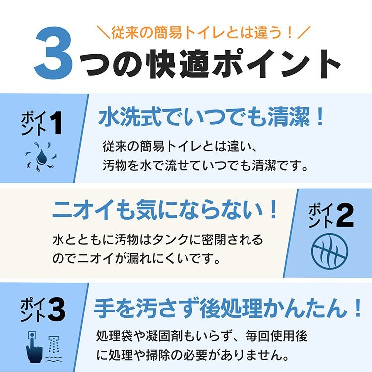 送料無料 ポータブル水洗トイレ 簡易トイレ水洗式 ポータブル 携帯トイレ 密閉型 タンク取り外し 介護 非常用 災害 便座 避難 防災 sg158_画像10