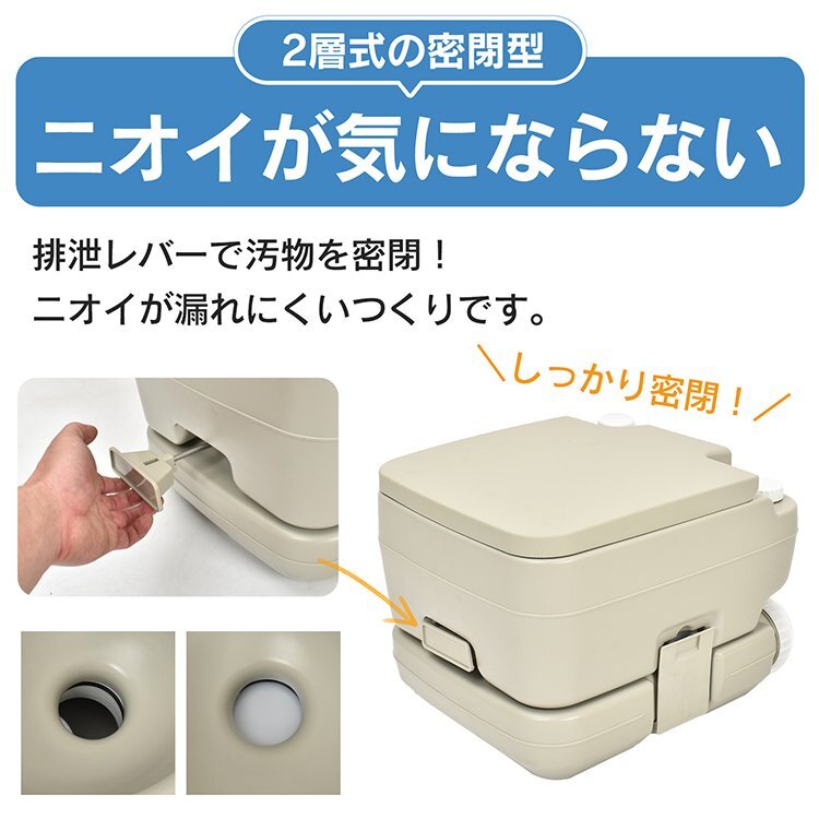 送料無料 ポータブル水洗トイレ 簡易トイレ水洗式 ポータブル 携帯トイレ 密閉型 タンク取り外し 介護 非常用 災害 便座 避難 防災 sg158_画像9