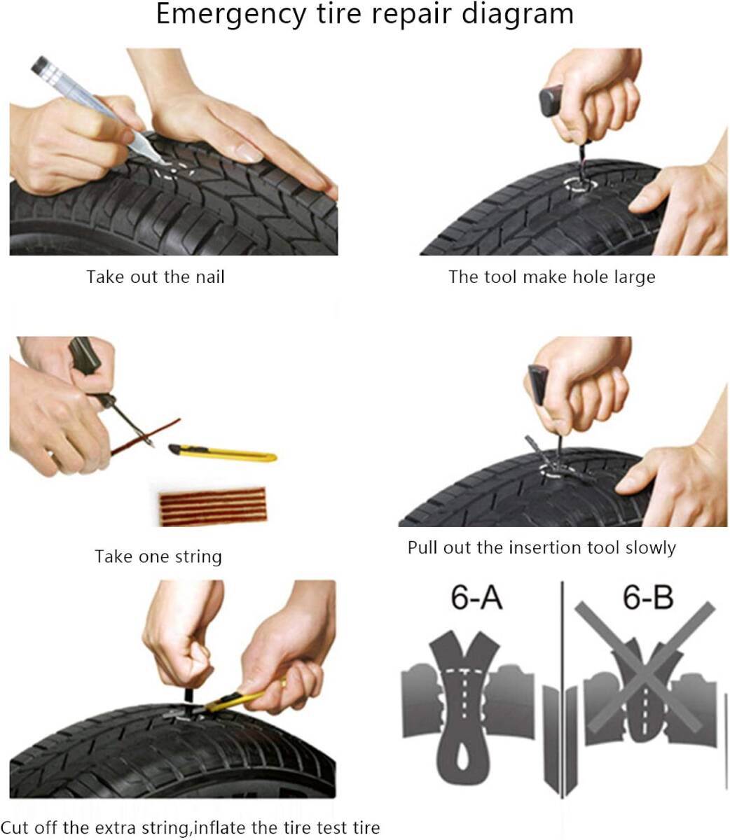 ブラック タイヤ修理プラグ, Qiilu 50本タイヤ修理プラグタイヤ修理キットチューブレスタイヤシーリングストリップパンク修理車_画像2