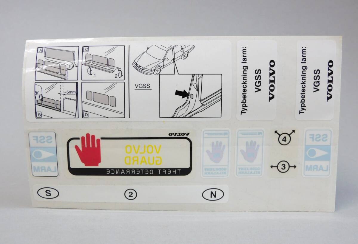 1998年頃 VOLVO ボルボ 純正 警告 自動車 盗難防止 セキュリティ ステッカー シール V70の画像2