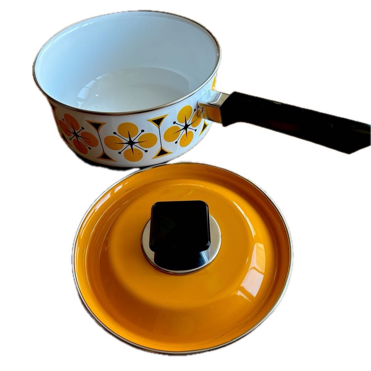 レトロポップ　ホーロー鍋　直径約18cm 片手鍋　昭和レトロ