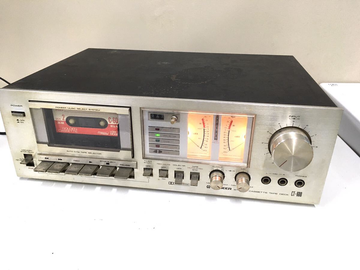 レトロ パイオニア Pioneer カセットデッキ 1979年発売  通電OK ノイズあり CT-600 ジャンク品 630319002の画像1