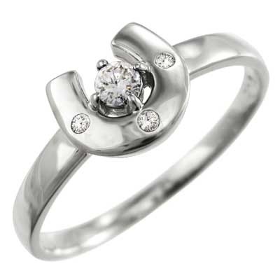 指輪 馬蹄 デザイン ダイヤモンド k10ホワイトゴールド