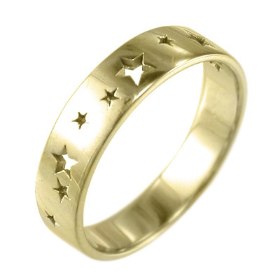高評価のクリスマスプレゼント 8995円 平打ち リング シンプル 星 抜き k10 約4mm幅 - ゴールド ゴールド