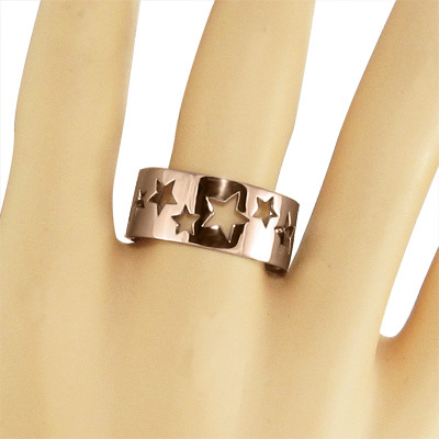 【50%OFF】 41137円 平たい リング 幅広 リング 星抜き デザイン k18ピンク イエローゴールド