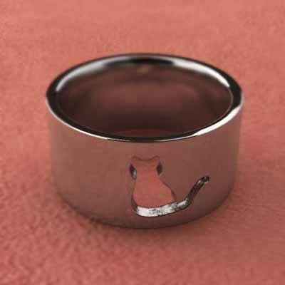 品良く着こなすため 指輪 猫 猫の型抜き k18ホワイトゴールド 地金 ホワイトゴールド