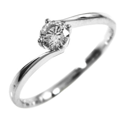 指輪 オーダーメイド マリッジリング にも 一粒 ダイアモンド 4月誕生石 10金ホワイトゴールド