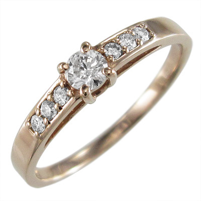 ダイアモンド リング 結婚指輪 にも 4月誕生石 k18ピンクゴールド