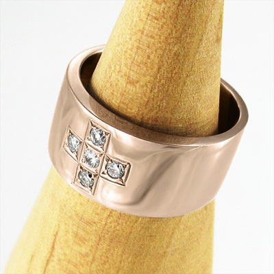k18ピンクゴールド デザイン クロス ピンキー 小指 リング 婚約 ブライダル にも 5石 天然ダイヤモンド_画像6