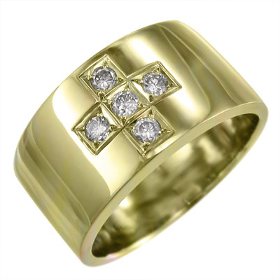 ピンキー 小指 リング 婚約 ブライダル にも 5ストーン クロス デザイン ダイアモンド 4月誕生石 K18_画像4