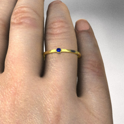 サファイア(青) 指輪 細い 指輪 一粒 9月誕生石 10kイエローゴールド 幅約1mmリング 極細_画像2