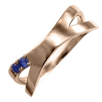 Cross Design Flat Ring Ring Sapphire Pink Gold K10 x тип