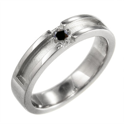 小指 指輪 一粒 クロス デザイン ブラックダイヤ 4月の誕生石 k10ホワイトゴールド_画像3