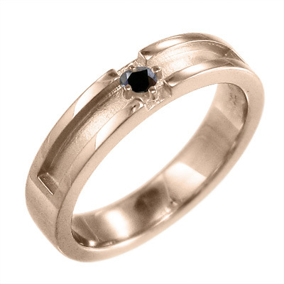 小指 指輪 一粒 クロス デザイン ブラックダイヤ k18ピンクゴールド_画像3