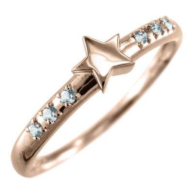 大量入荷 8778円 星の形 ピンキー 小指 リング アクアマリン k10ピンク アクアマリン