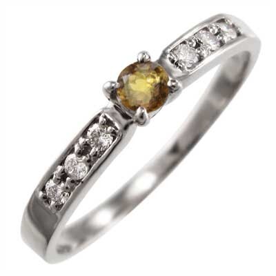 リング シトリン(黄水晶) ダイヤモンド 11月の誕生石 プラチナ900