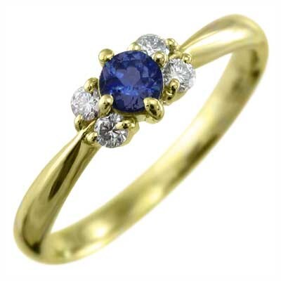 サファイア(青) 指輪 5ストーン 9月の誕生石 18金イエローゴールド