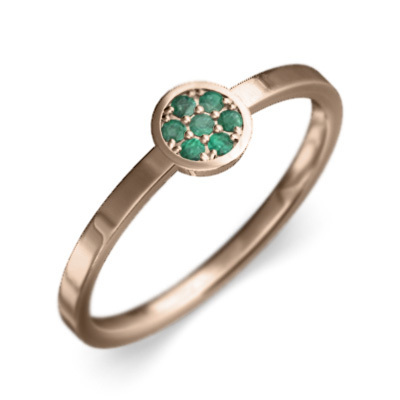 k10 pink gold ring emerald 