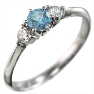 ブルートパーズ(青) 天然ダイヤモンド 指輪 11月の誕生石 Pt900_画像1