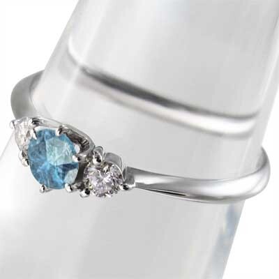 ブルートパーズ(青) 天然ダイヤモンド 指輪 11月の誕生石 Pt900_画像3