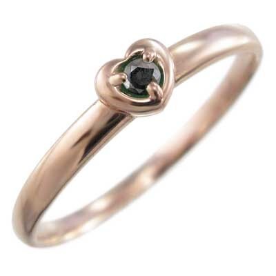 ブラックダイヤ(黒ダイヤ) 指輪 ハート 型 一粒 k18ピンクゴールド 4月の誕生石_画像1