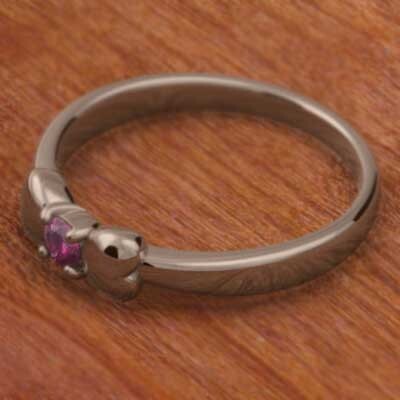 指輪 一粒 リボン デザイン ルビー 7月誕生石 k10ピンクゴールド_画像3