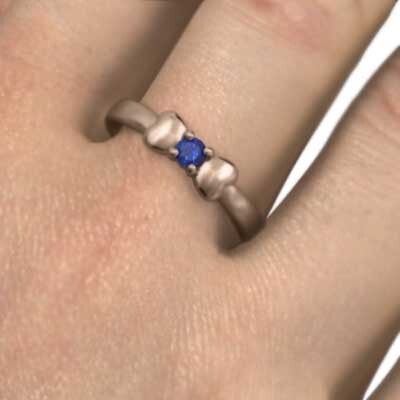 18kピンクゴールド 指輪 リボン デザイン 一粒 9月の誕生石 サファイア(青)_画像2