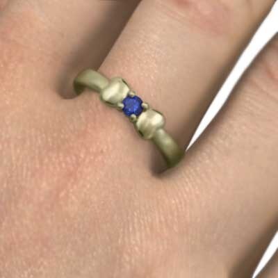 サファイヤ 指輪 リボン デザイン 一粒 k10イエローゴールド 9月の誕生石_画像2