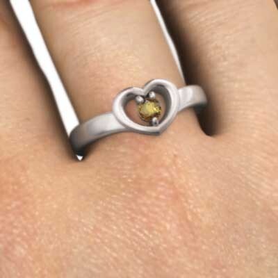 【楽天スーパーセール】 黄水晶)シトリン リング 18金ホワイト 11月誕生石 一粒石 ハート その他