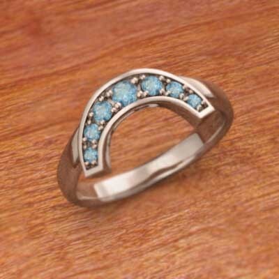 10kピンクゴールド 指輪 ブルートパーズ(青) 11月の誕生石 幸運 ホースシュー 変形馬蹄_画像3
