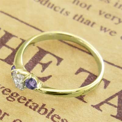 18金イエローゴールド 指輪 2月の誕生石 アメシスト(紫水晶) 天然ダイヤモンド_画像5