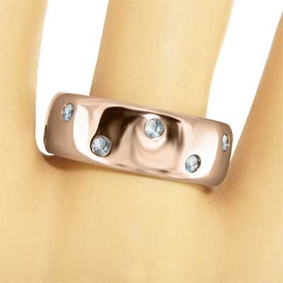【 大感謝セール】 アクアマリン 74318円 甲丸リング k18ピンク リング ワイド ゴールド