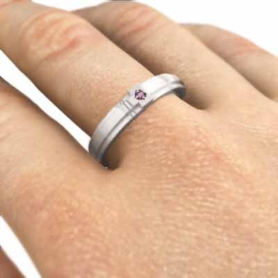 10k white gold ring one bead stone pink tourmaline 10 month birthstone Cross 